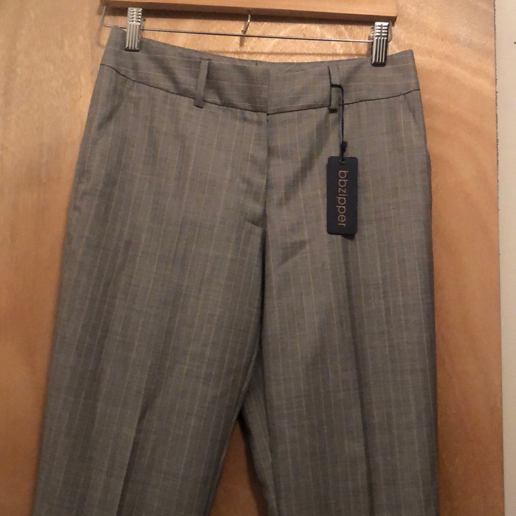 Gray Wool Dress Slacks With Thin Pinstriping.